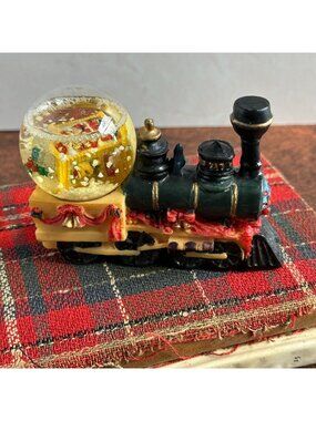 Mini Christmas Train With Snow Globe Decoration 4 Inches Festive Yellow & Black